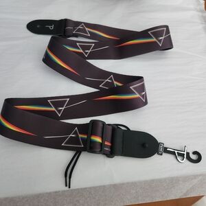 NEW PINK FLOYD Guitar Strap Logo Prism Rainbow Black